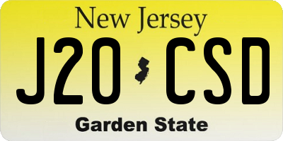 NJ license plate J20CSD