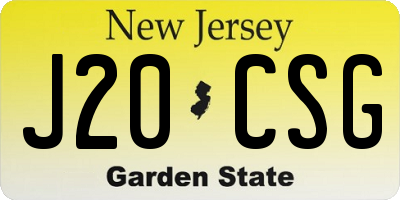 NJ license plate J20CSG