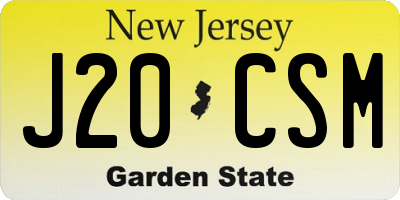NJ license plate J20CSM