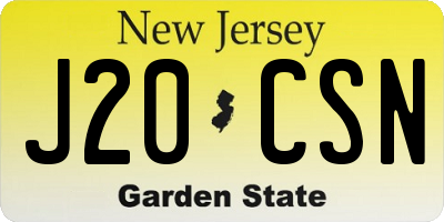 NJ license plate J20CSN