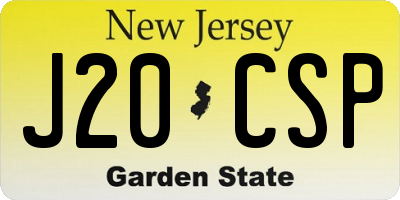 NJ license plate J20CSP