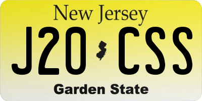 NJ license plate J20CSS