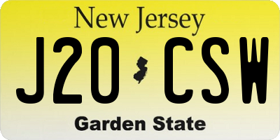 NJ license plate J20CSW