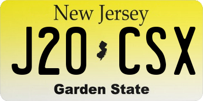 NJ license plate J20CSX