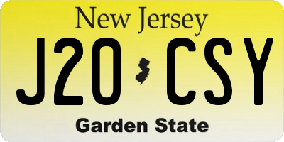NJ license plate J20CSY