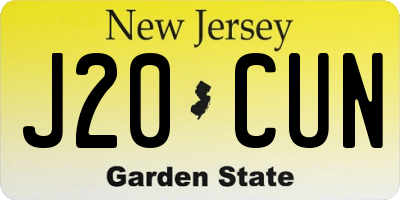 NJ license plate J20CUN