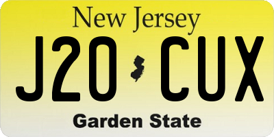 NJ license plate J20CUX