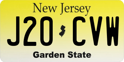 NJ license plate J20CVW