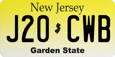 NJ license plate J20CWB