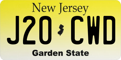 NJ license plate J20CWD