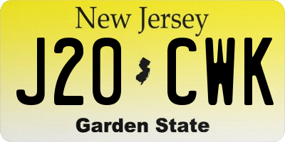 NJ license plate J20CWK