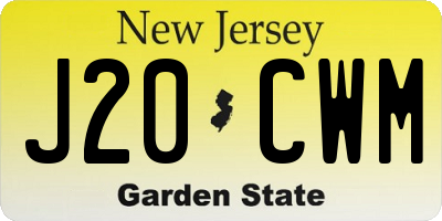 NJ license plate J20CWM