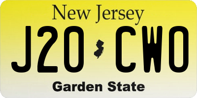 NJ license plate J20CWO