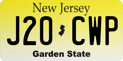 NJ license plate J20CWP