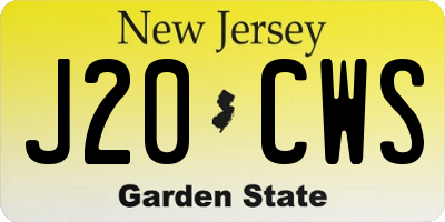 NJ license plate J20CWS