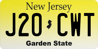 NJ license plate J20CWT