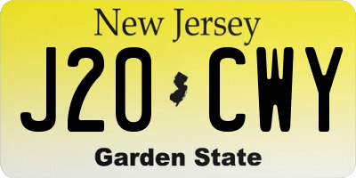 NJ license plate J20CWY