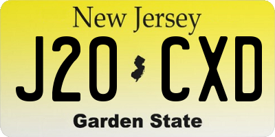 NJ license plate J20CXD