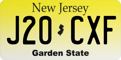 NJ license plate J20CXF