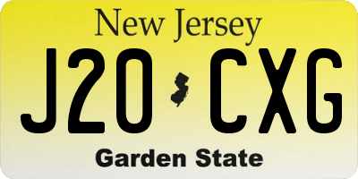 NJ license plate J20CXG