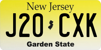 NJ license plate J20CXK