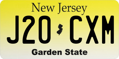 NJ license plate J20CXM