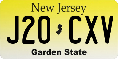 NJ license plate J20CXV