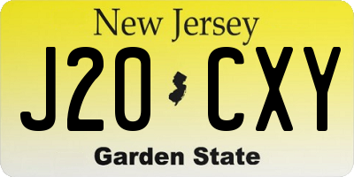 NJ license plate J20CXY