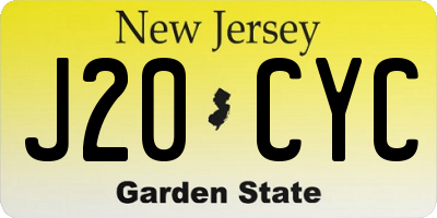 NJ license plate J20CYC