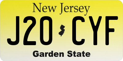 NJ license plate J20CYF