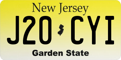 NJ license plate J20CYI