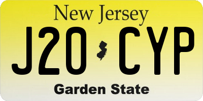 NJ license plate J20CYP