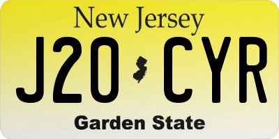 NJ license plate J20CYR