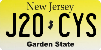 NJ license plate J20CYS