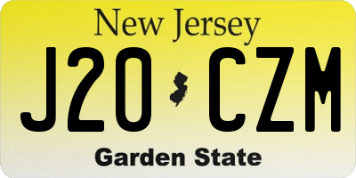 NJ license plate J20CZM