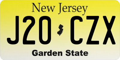 NJ license plate J20CZX