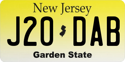 NJ license plate J20DAB