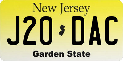 NJ license plate J20DAC
