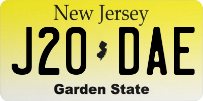 NJ license plate J20DAE