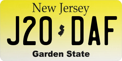 NJ license plate J20DAF