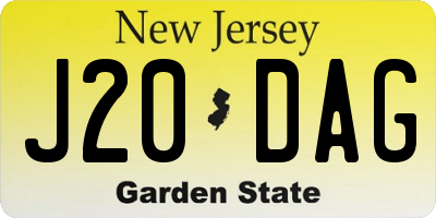 NJ license plate J20DAG
