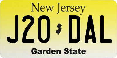 NJ license plate J20DAL