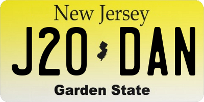 NJ license plate J20DAN