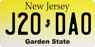 NJ license plate J20DAO