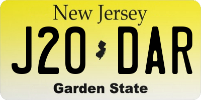 NJ license plate J20DAR