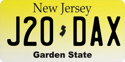 NJ license plate J20DAX