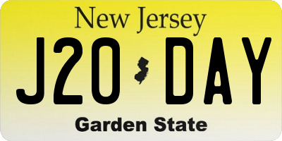 NJ license plate J20DAY