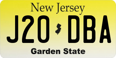 NJ license plate J20DBA