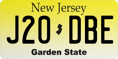 NJ license plate J20DBE