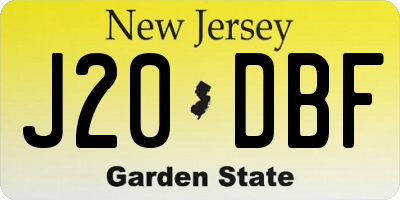 NJ license plate J20DBF